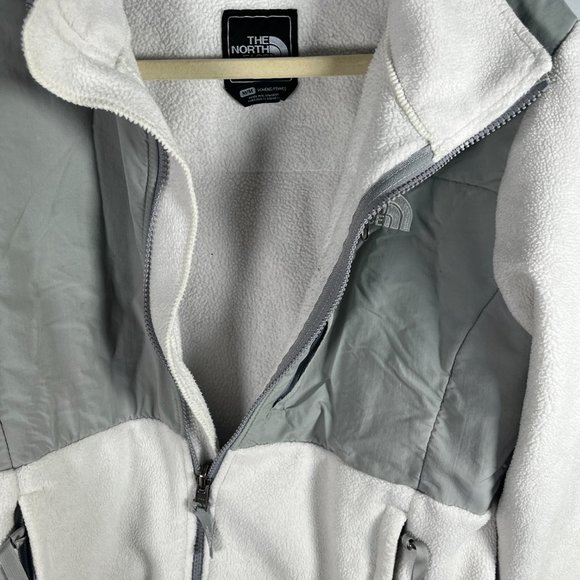 The North Face Denali Womens Jacket Size Medium White Gray Full Zip Fleece - Picture 14 of 15